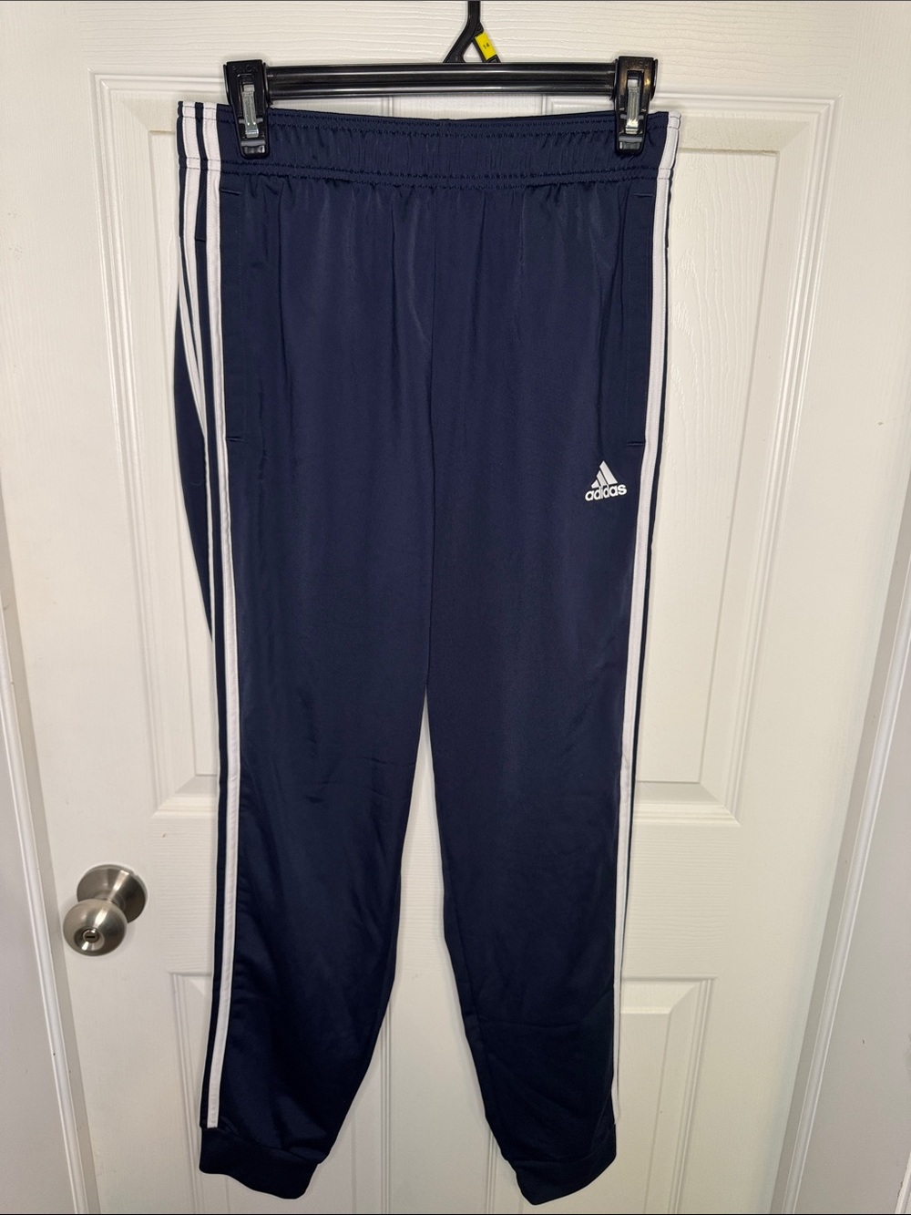 NWOT adidas Mens Navy Track Joggers with White Stripes